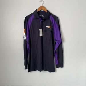 FedEx Men's Employee Performance Polo Top Long Sleeve Size Large